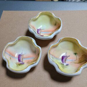 Set of 3 Vintage Nippon Porcelan Trinket Dishes